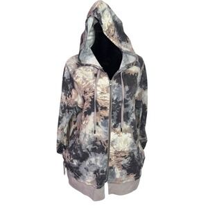 LOGO Lounge Lori Goldstein Tie Dye‎ Waffle Knit Zip Hoodie Size M Thermal Starla